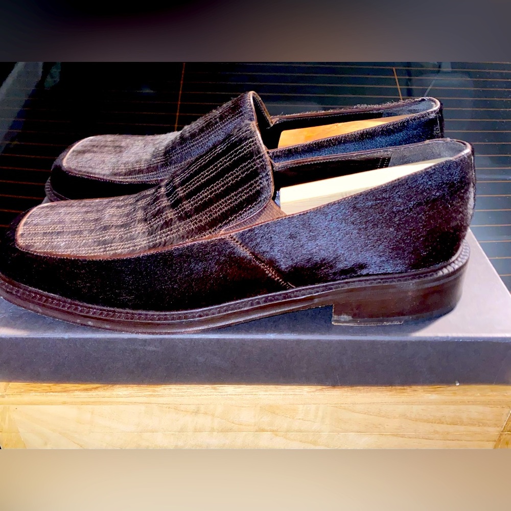 Fendi pony hair loafers
